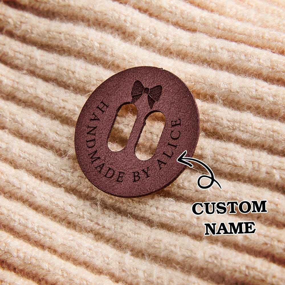 Personalized Name Buttons & Tags for Crafts Leather Tags for Crochet Items Gift for Knitting Crocheting Lovers A set of 15
