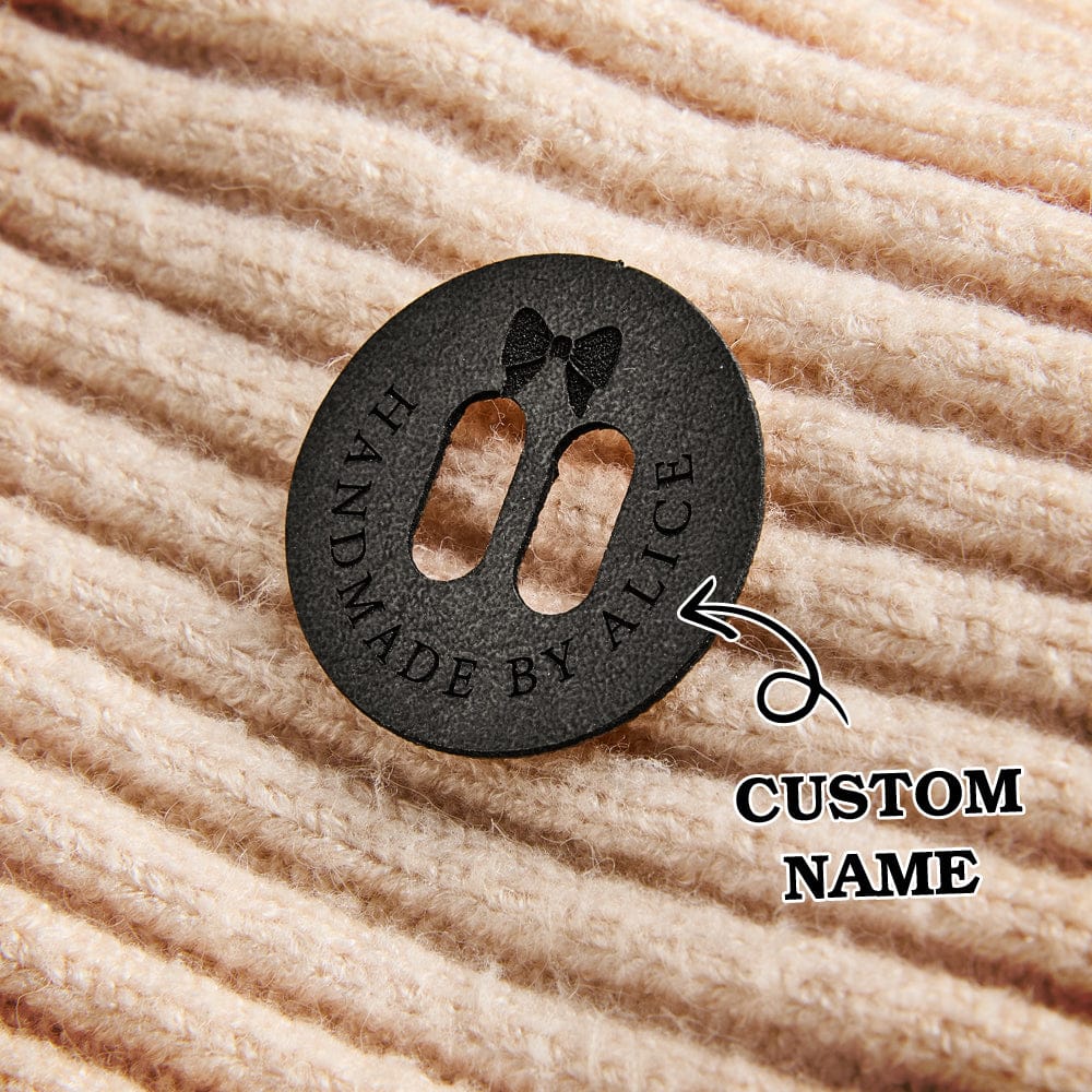 Personalized Name Buttons & Tags for Crafts Leather Tags for Crochet Items Gift for Knitting Crocheting Lovers A set of 15