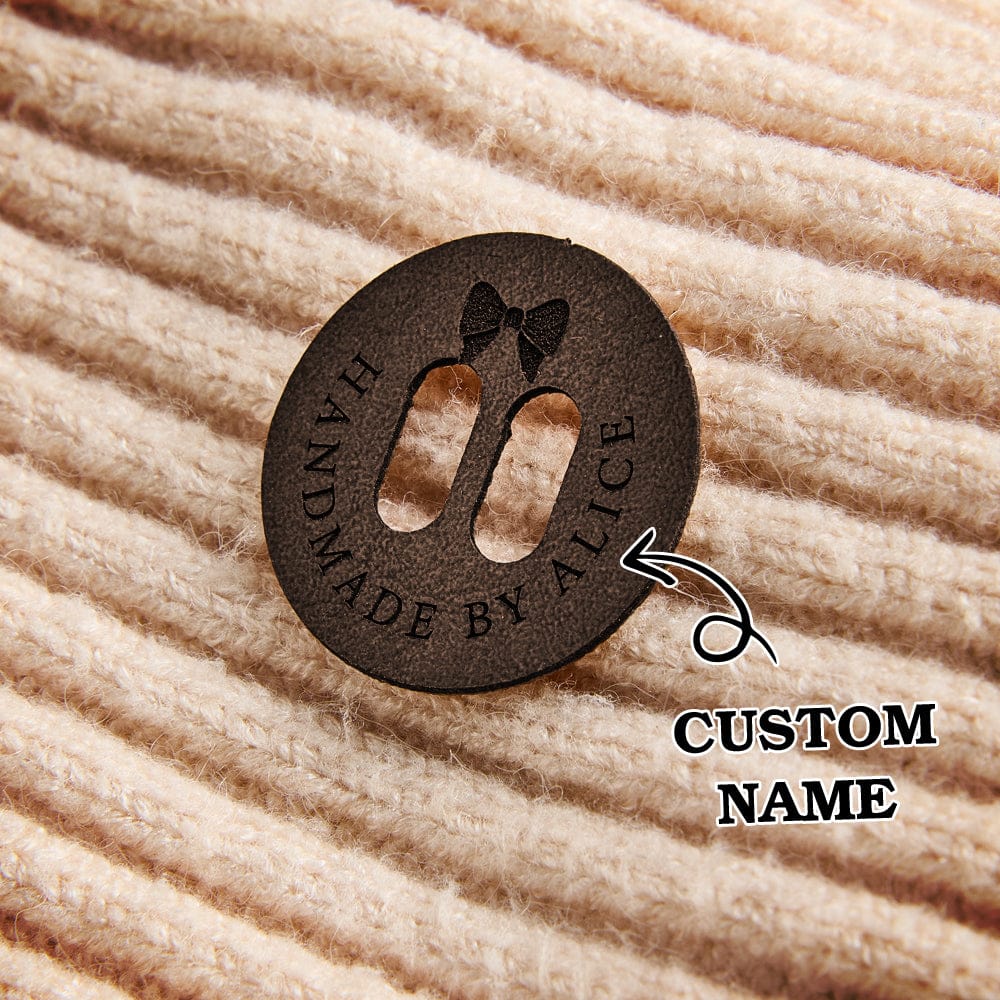 Personalized Name Buttons & Tags for Crafts Leather Tags for Crochet Items Gift for Knitting Crocheting Lovers A set of 15