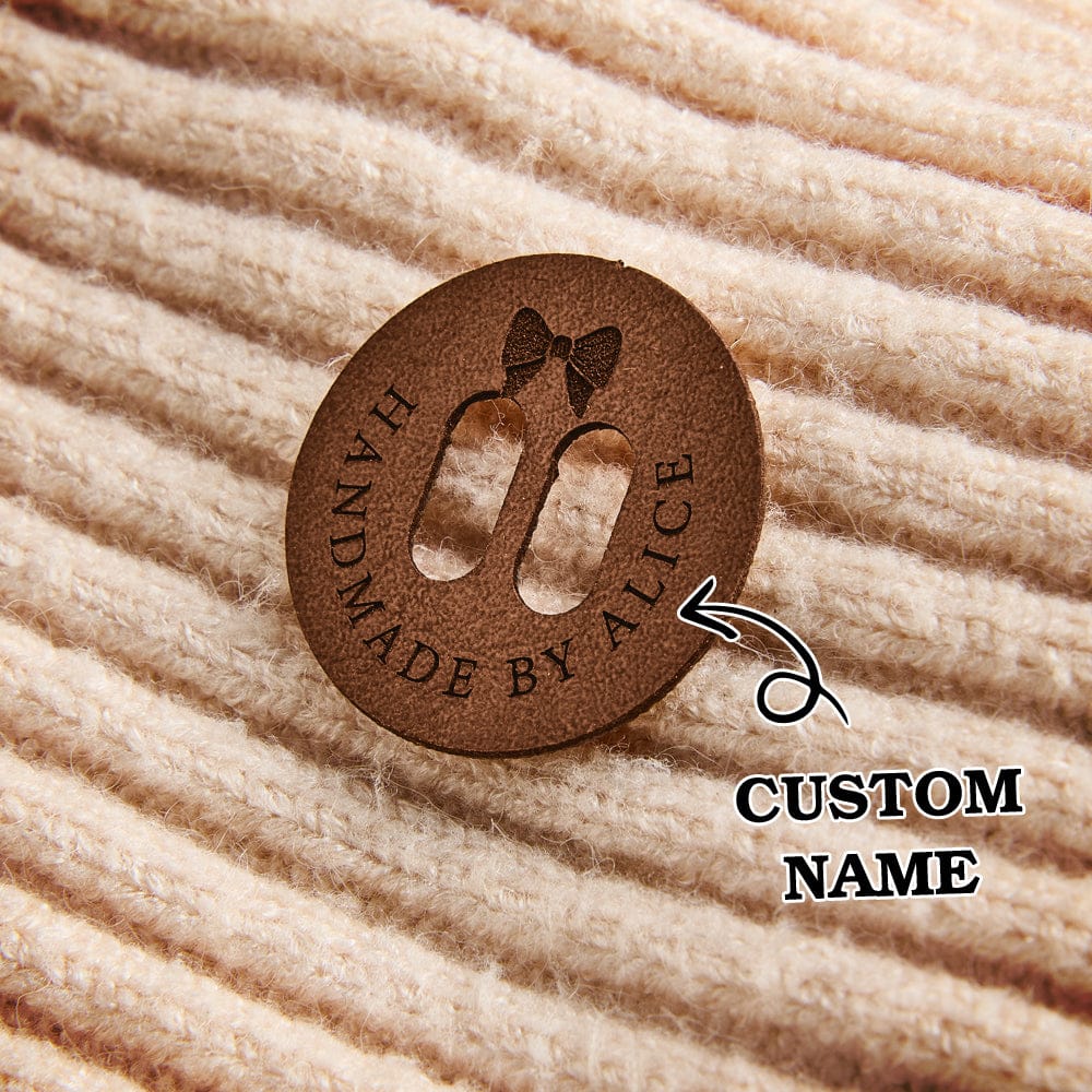 Personalized Name Buttons & Tags for Crafts Leather Tags for Crochet Items Gift for Knitting Crocheting Lovers A set of 15