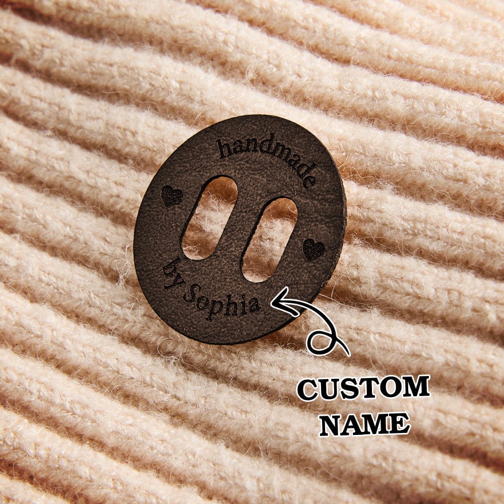 Personalized Name Buttons & Tags for Crafts Leather Tags for Crochet Items Gift for Knitting Crocheting Lovers A set of 15