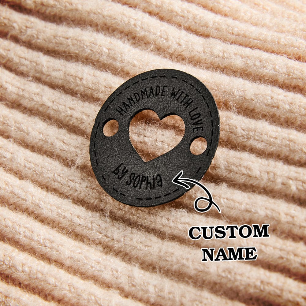 Personalized Name Buttons & Tags for Crafts Leather Tags for Crochet Items Gift for Knitting Crocheting Lovers A set of 15