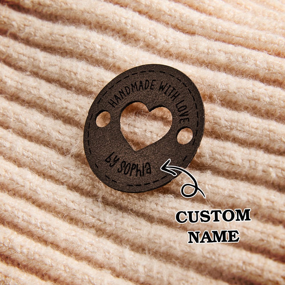 Personalized Name Buttons & Tags for Crafts Leather Tags for Crochet Items Gift for Knitting Crocheting Lovers A set of 15