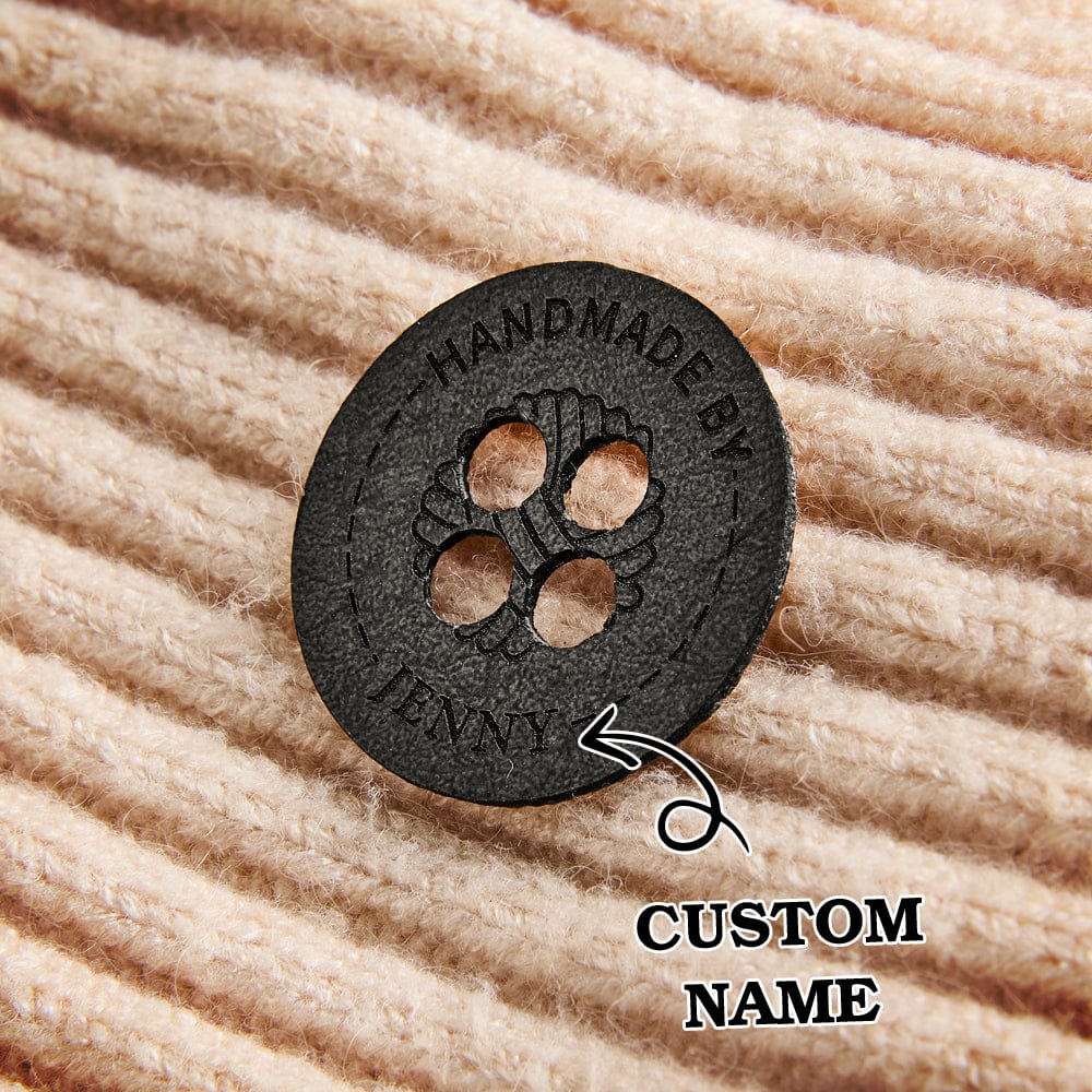 Personalized Name Buttons & Tags for Crafts Leather Tags for Crochet Items Gift for Knitting Crocheting Lovers A set of 15