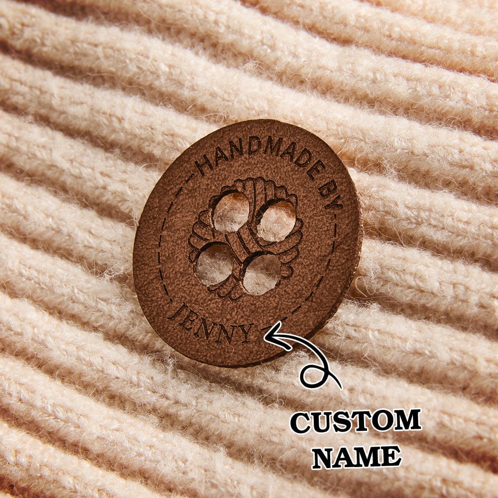 Personalized Name Buttons & Tags for Crafts Leather Tags for Crochet Items Gift for Knitting Crocheting Lovers A set of 15