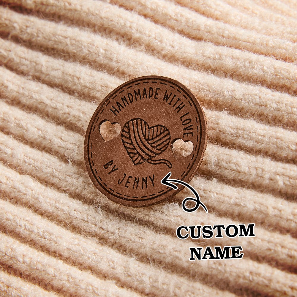 Personalized Name Buttons & Tags for Crafts Leather Tags for Crochet Items Gift for Knitting Crocheting Lovers A set of 15