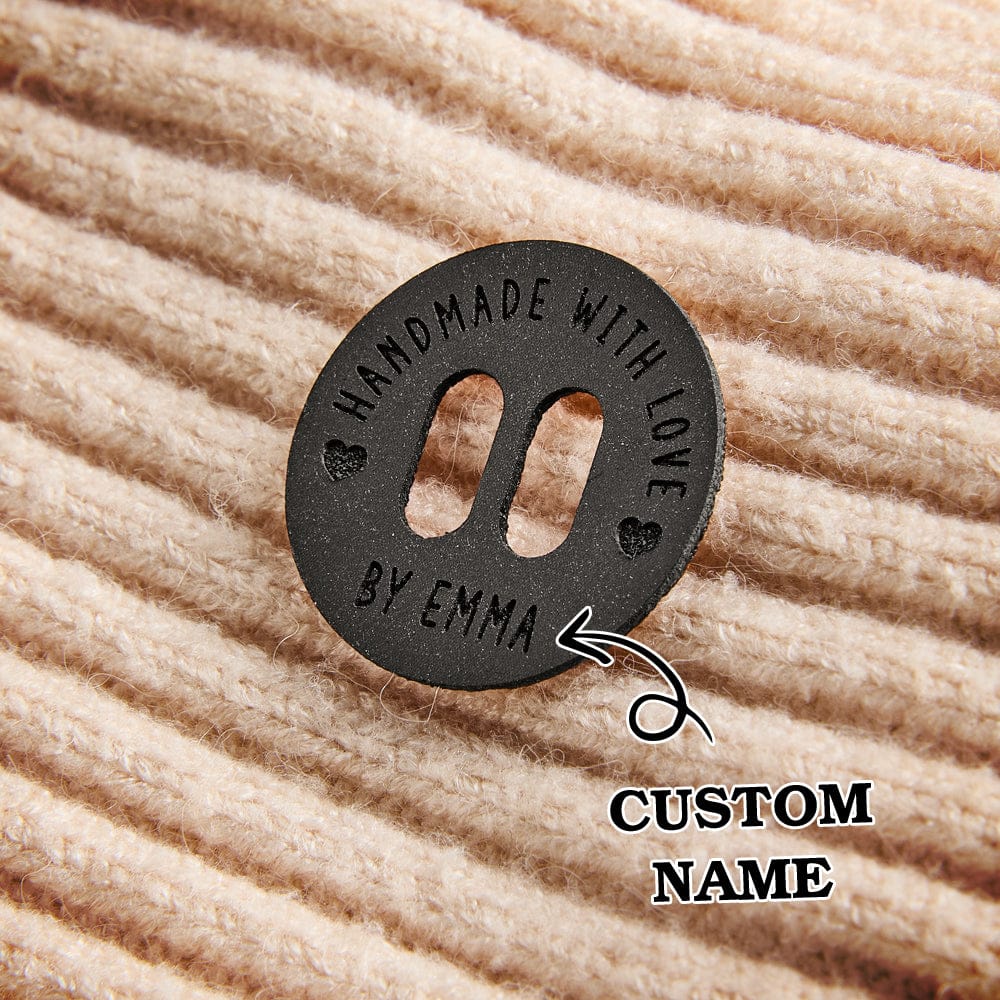 Personalized Name Buttons & Tags for Crafts Leather Tags for Crochet Items Gift for Knitting Crocheting Lovers A set of 15