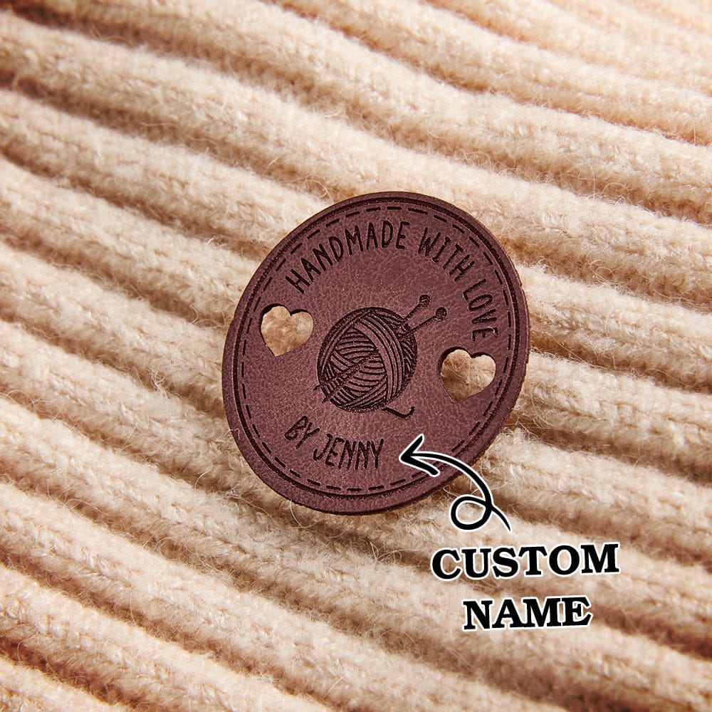 Personalized Name Buttons & Tags for Crafts Leather Tags for Crochet Items Gift for Knitting Crocheting Lovers A set of 15