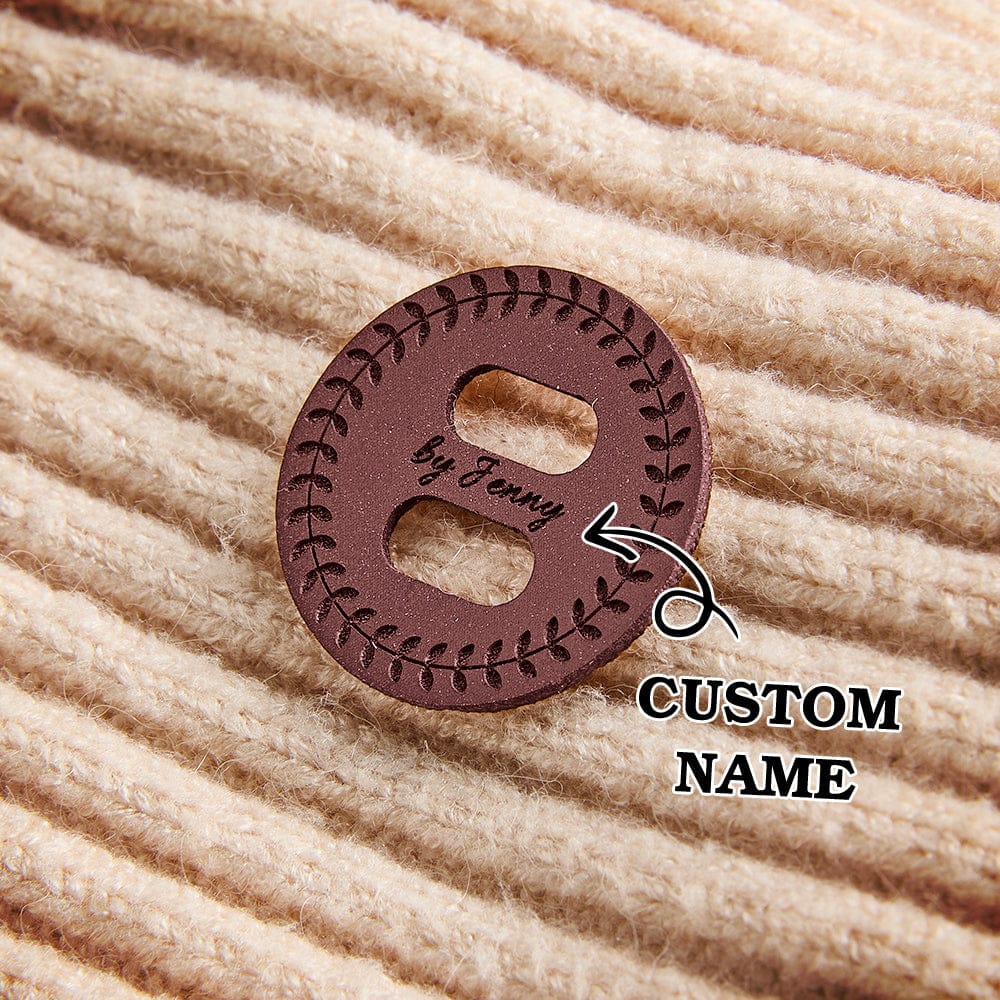 Personalized Name Buttons & Tags for Crafts Leather Tags for Crochet Items Gift for Knitting Crocheting Lovers A set of 15