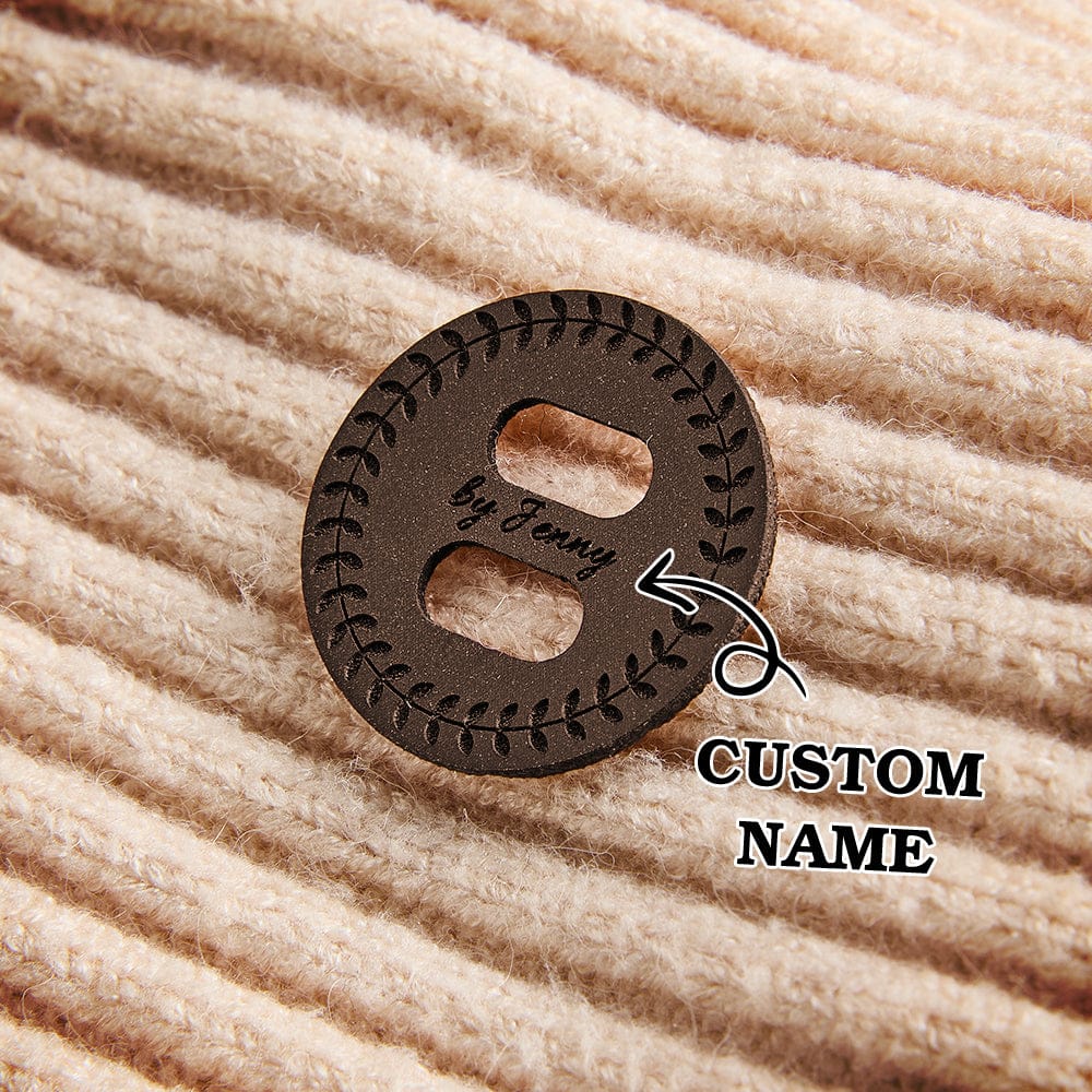 Personalized Name Buttons & Tags for Crafts Leather Tags for Crochet Items Gift for Knitting Crocheting Lovers A set of 15