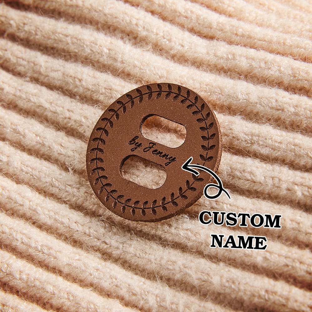 Personalized Name Buttons & Tags for Crafts Leather Tags for Crochet Items Gift for Knitting Crocheting Lovers A set of 15