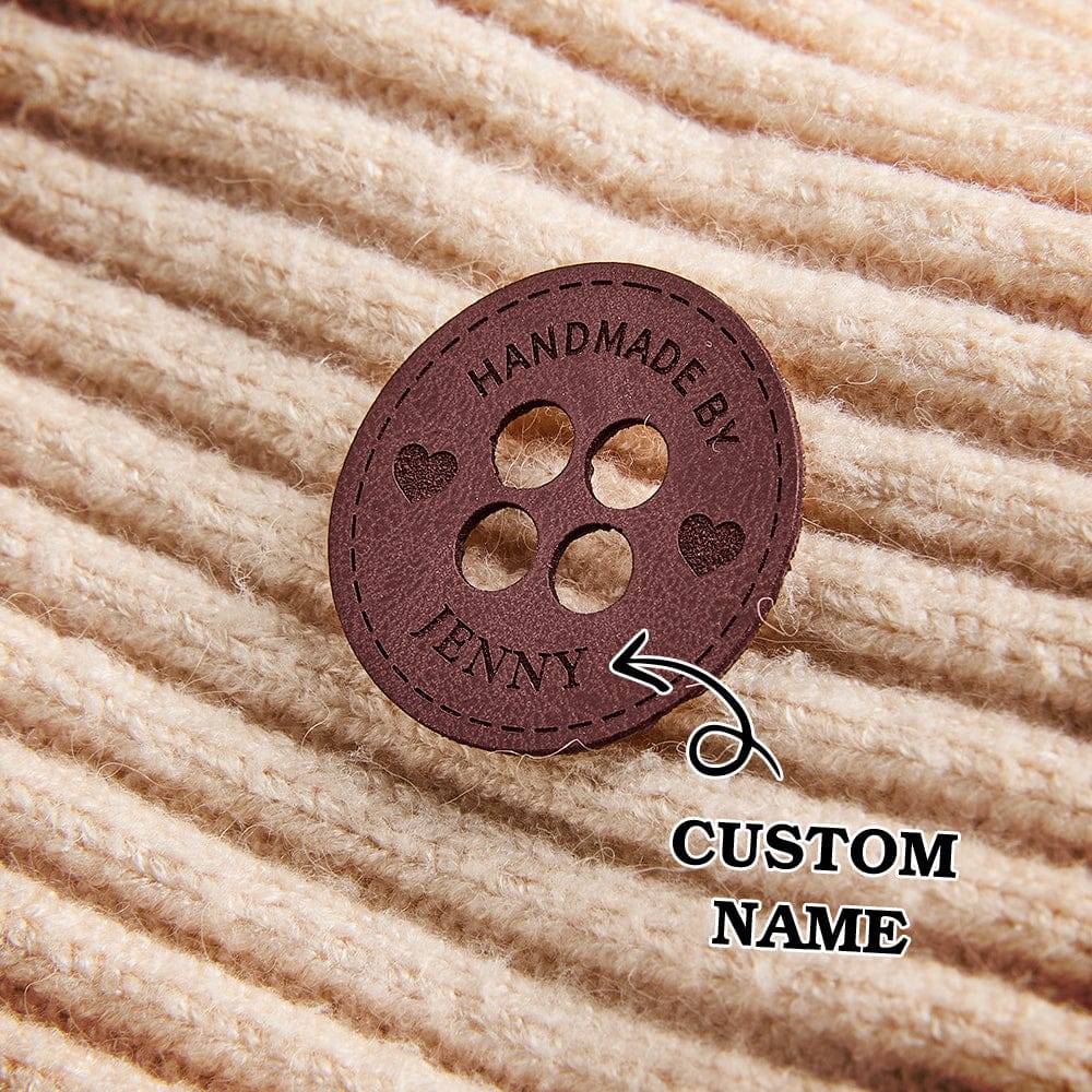 Personalized Name Buttons & Tags for Crafts Leather Tags for Crochet Items Gift for Knitting Crocheting Lovers A set of 15