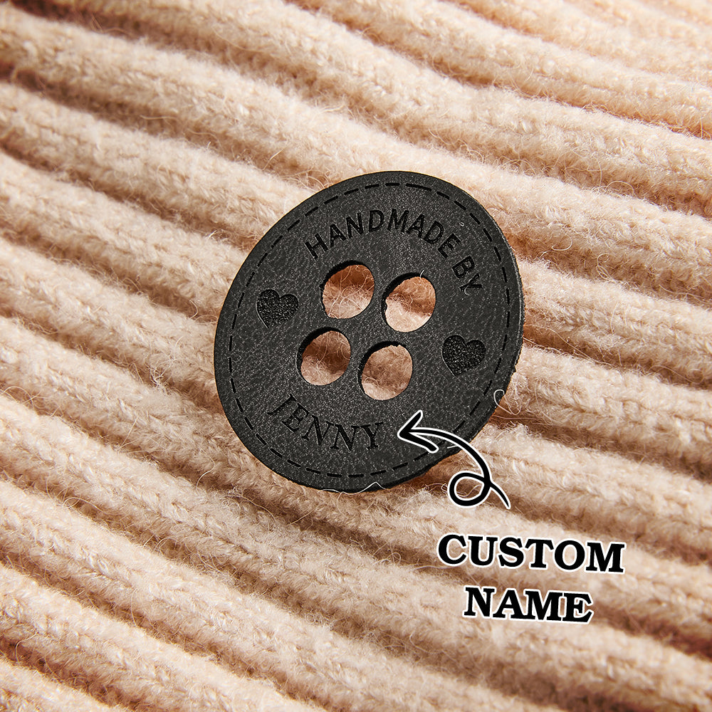 Personalized Name Buttons & Tags for Crafts Leather Tags for Crochet Items Gift for Knitting Crocheting Lovers A set of 15