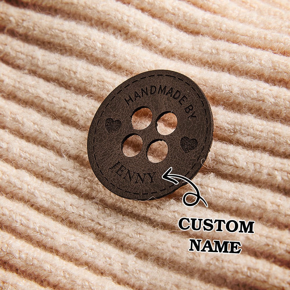 Personalized Name Buttons & Tags for Crafts Leather Tags for Crochet Items Gift for Knitting Crocheting Lovers A set of 15