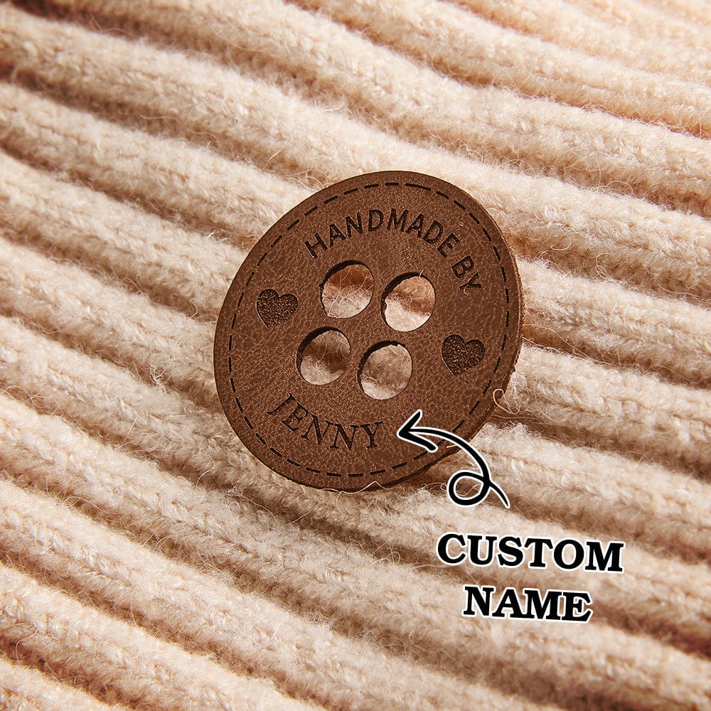 Personalized Name Buttons & Tags for Crafts Leather Tags for Crochet Items Gift for Knitting Crocheting Lovers A set of 15