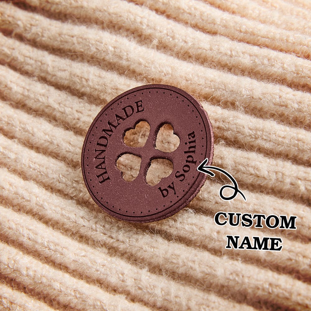 Personalized Name Buttons & Tags for Crafts Leather Tags for Crochet Items Gift for Knitting Crocheting Lovers A set of 15