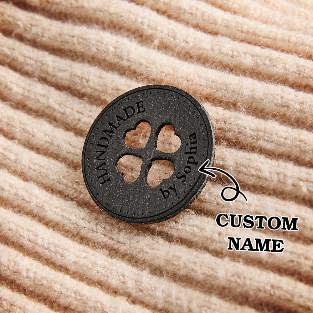 Personalized Name Buttons & Tags for Crafts Leather Tags for Crochet Items Gift for Knitting Crocheting Lovers A set of 15