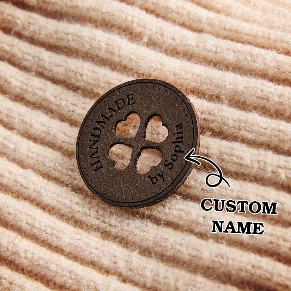 Personalized Name Buttons & Tags for Crafts Leather Tags for Crochet Items Gift for Knitting Crocheting Lovers A set of 15