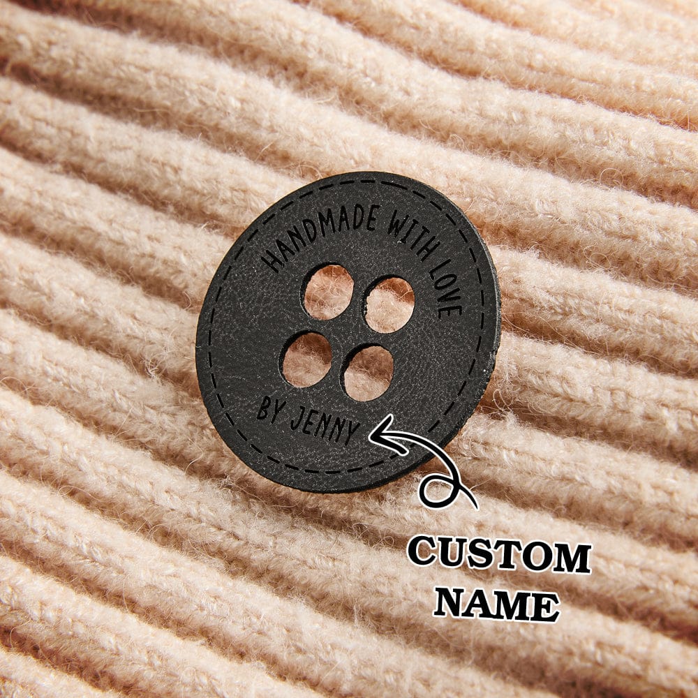 Personalized Name Buttons & Tags for Crafts Leather Tags for Crochet Items Gift for Knitting Crocheting Lovers A set of 15