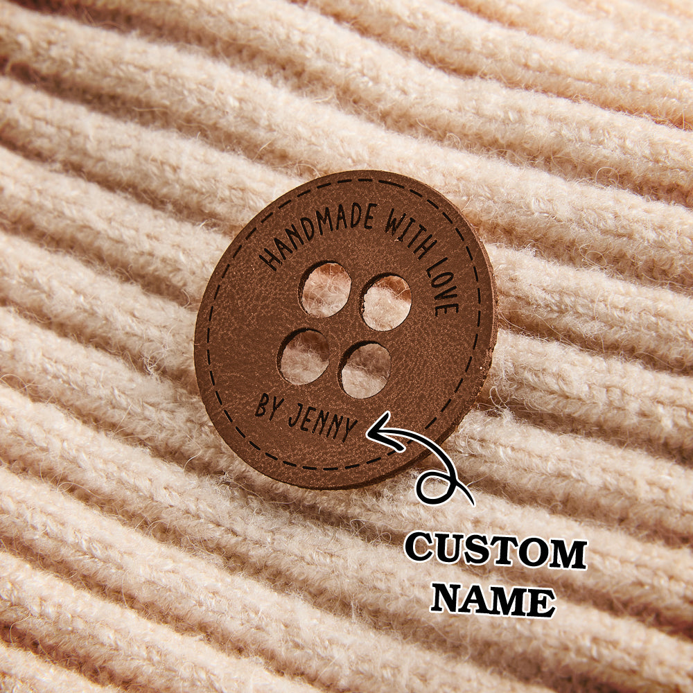 Personalized Name Buttons & Tags for Crafts Leather Tags for Crochet Items Gift for Knitting Crocheting Lovers A set of 15