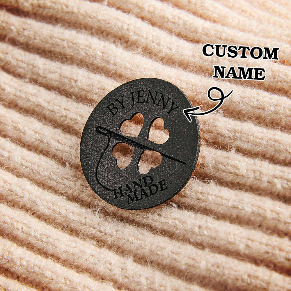 Personalized Name Buttons & Tags for Crafts Leather Tags for Crochet Items Gift for Knitting Crocheting Lovers A set of 15