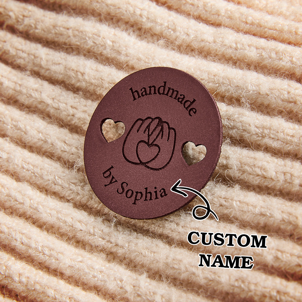 Personalized Name Buttons & Tags for Crafts Leather Tags for Crochet Items Gift for Knitting Crocheting Lovers A set of 15