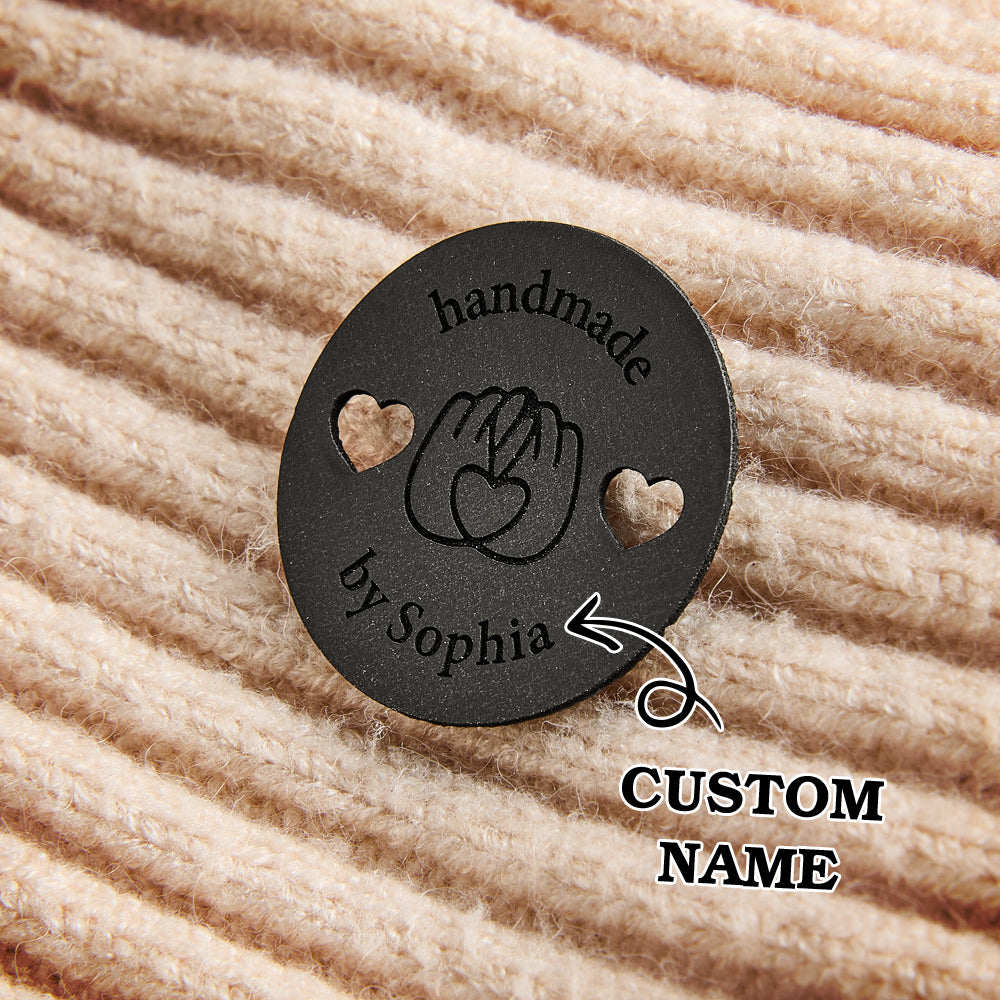 Personalized Name Buttons & Tags for Crafts Leather Tags for Crochet Items Gift for Knitting Crocheting Lovers A set of 15