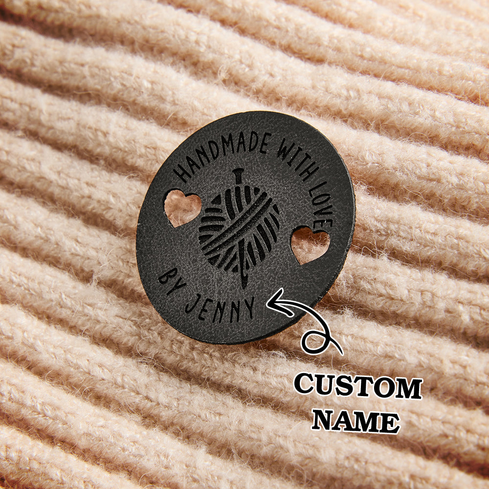 Personalized Name Buttons & Tags for Crafts Leather Tags for Crochet Items Gift for Knitting Crocheting Lovers A set of 15