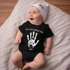 Personalized Our First Father’s Day Handprint Baby T-Shirt Gift for Baby