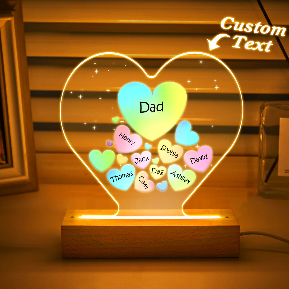 fathers day surprise ornament for dad inspired by engraved family heart led night light grandma mom hearts in heart lamp