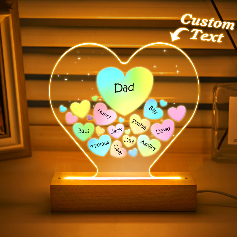 engraved family heart led night light grandma mom hearts in heart lamp design ornament for everyday use
