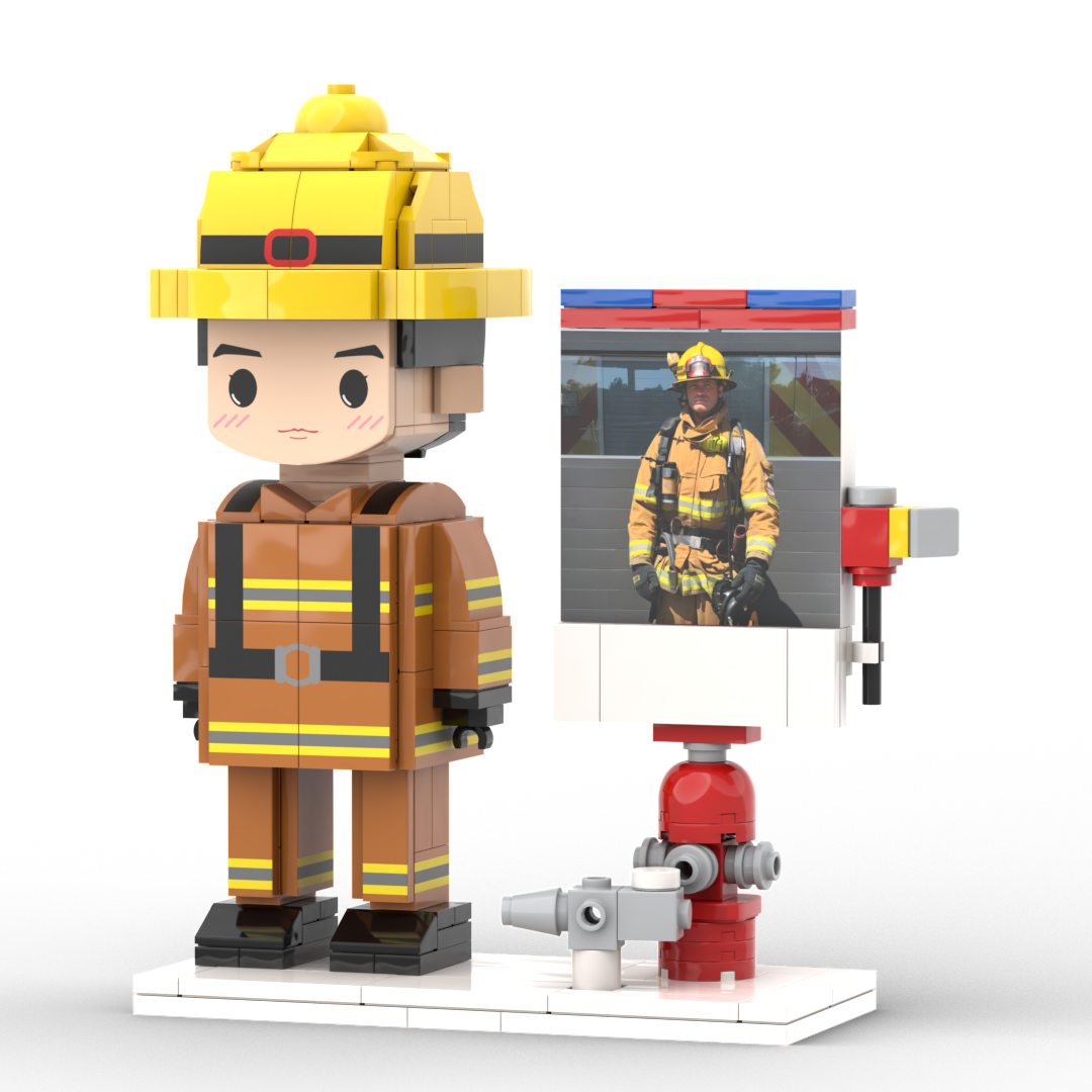 Firemen Theme Custom Brick Figure Personalized Photo Design Full Body ABS Keepsake main image
