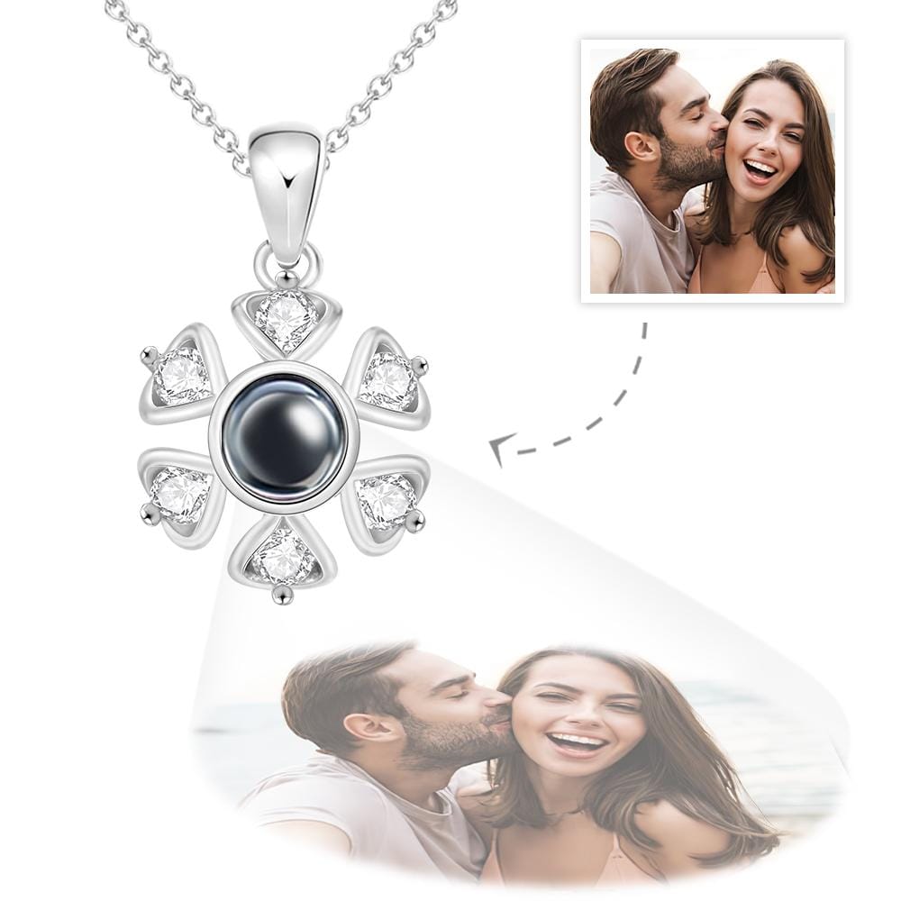 gifts for wife Forever Together - Heartfelt Gift - Projection Necklace Personalized Flower Photo Necklace 925 Sterling Silver