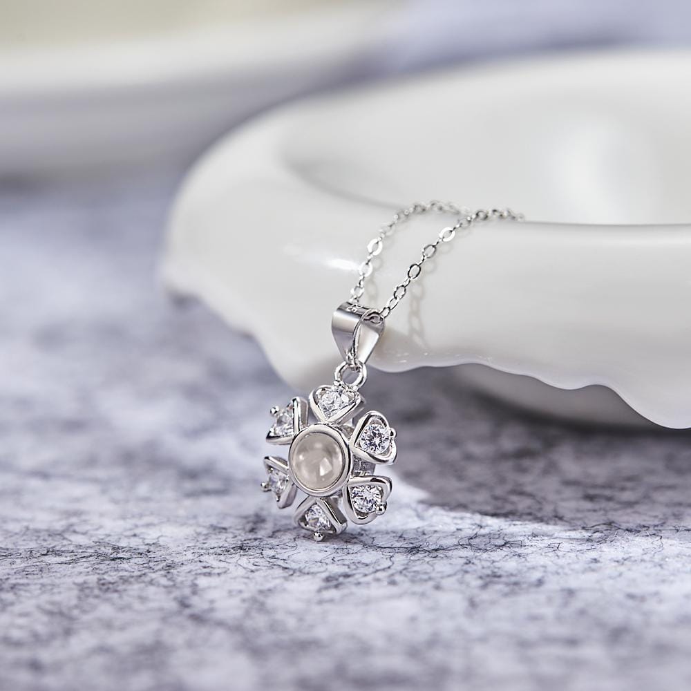 gifts for wife Forever Together - Heartfelt Gift - Projection Necklace Personalized Flower Photo Necklace 925 Sterling Silver