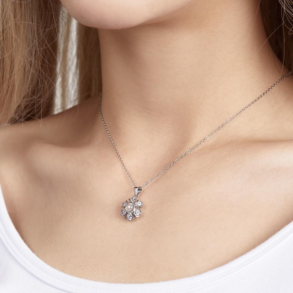gifts for wife Forever Together - Heartfelt Gift - Projection Necklace Personalized Flower Photo Necklace 925 Sterling Silver
