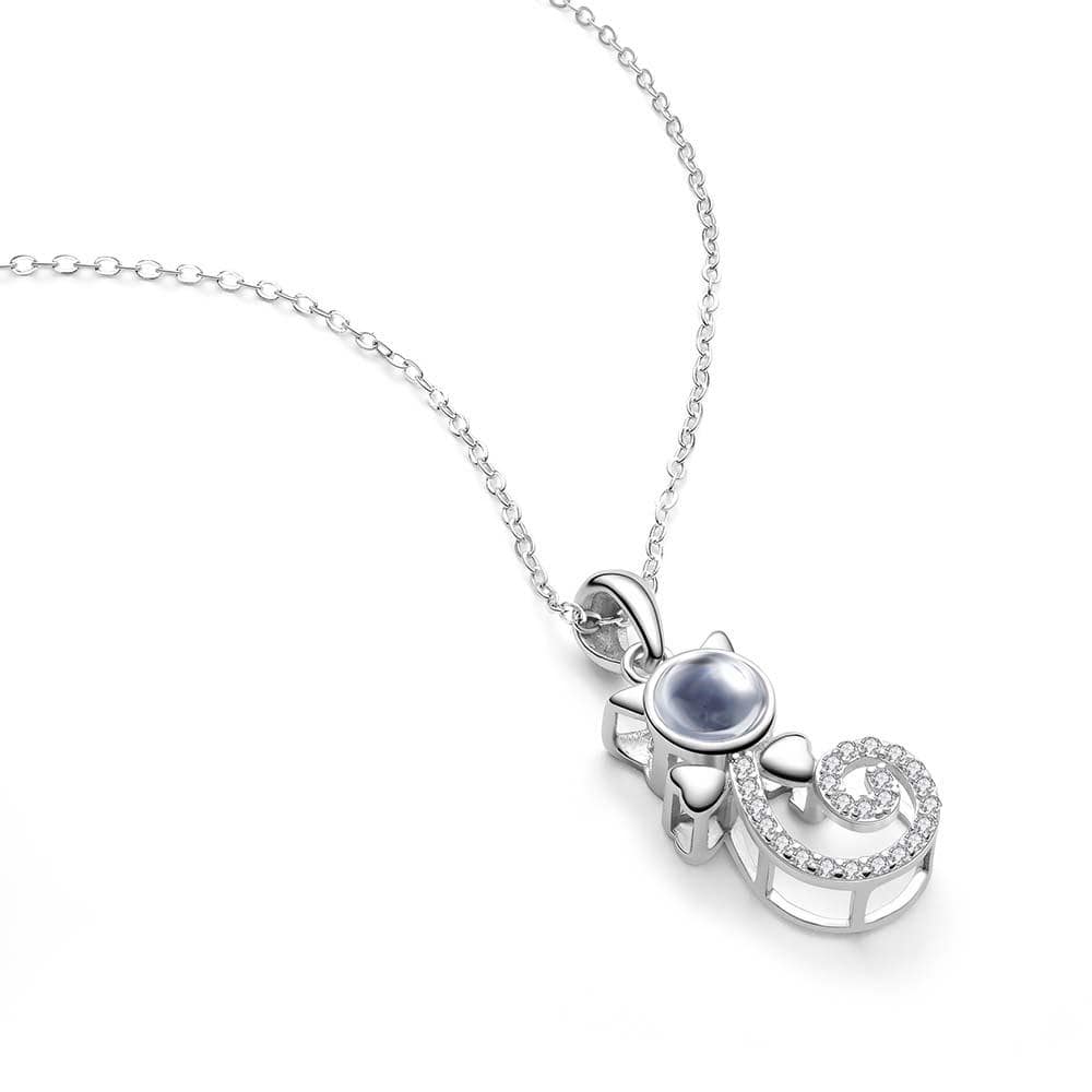 Projection Cat Photo Necklace , Personalized Girlfriend Necklace,  Clavicle Photo Projection