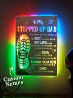 fathers day surprise custom gift for dad inspired by stepped up dad mirror light dad s footprint sign gift for father s day