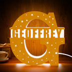 Personalized Initial Name Wooden Night Light Custom Letter Lamp Room Decor