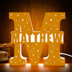 Personalized Initial Name Wooden Night Light Custom Letter Lamp Room Decor