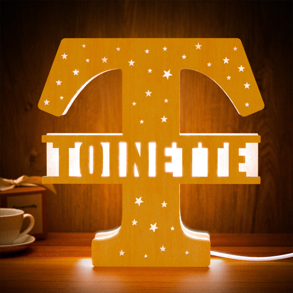 Personalized Initial Name Wooden Night Light Custom Letter Lamp Room Decor