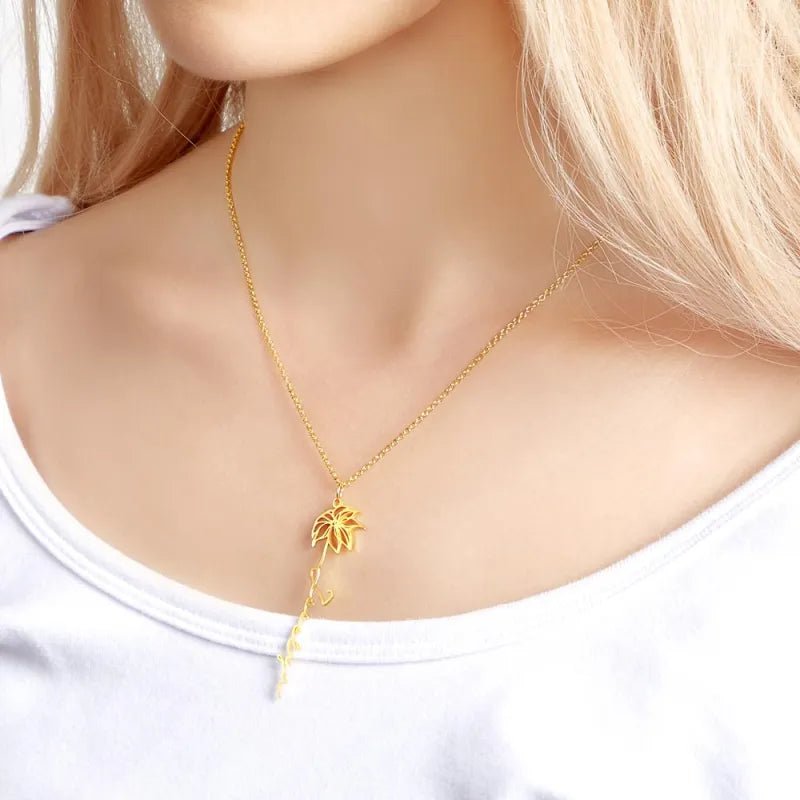 rose gold plated copper necklace personalized birth flower birthday gift