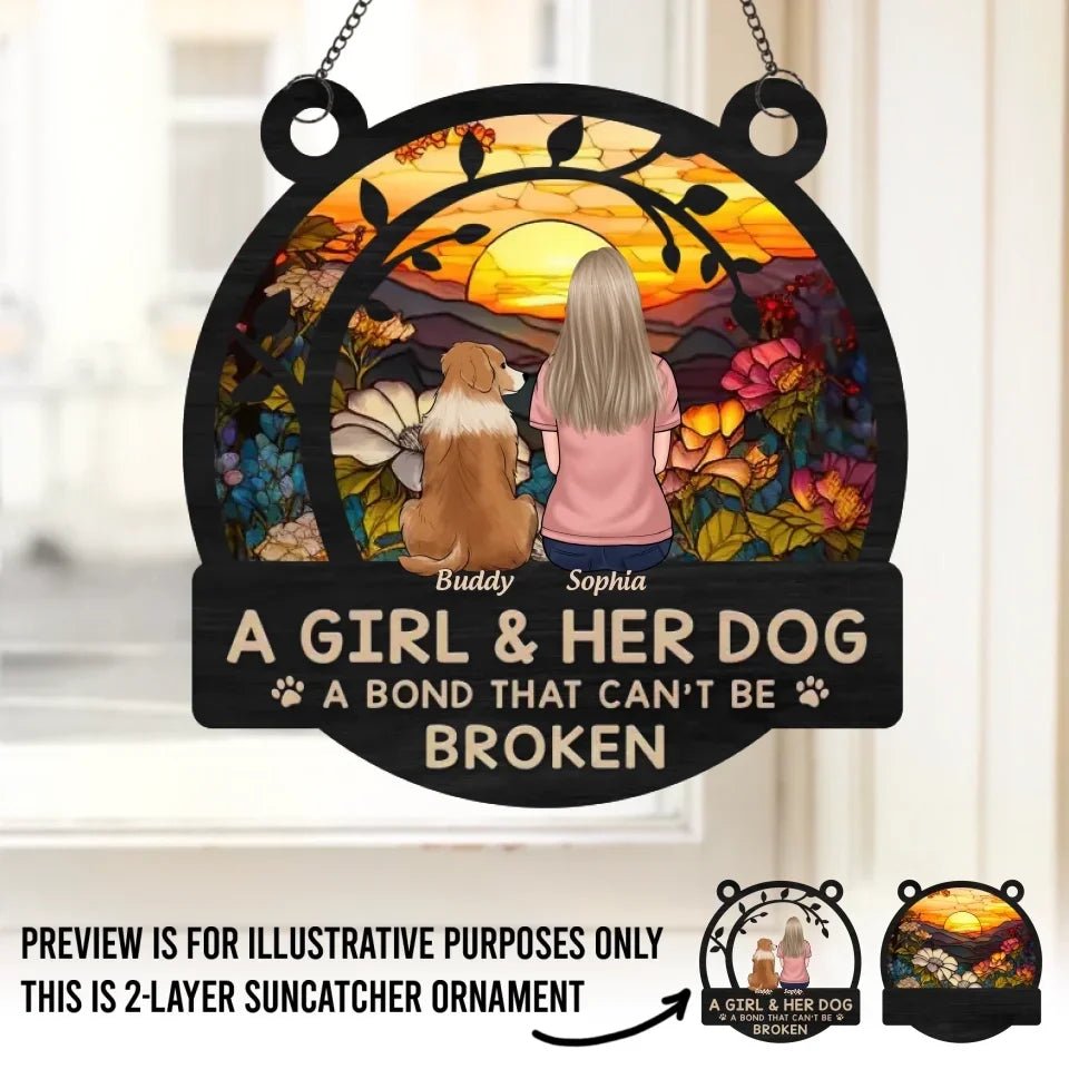loss of dog gift suncatcher ornament personalized design window hanging keepsake detail view