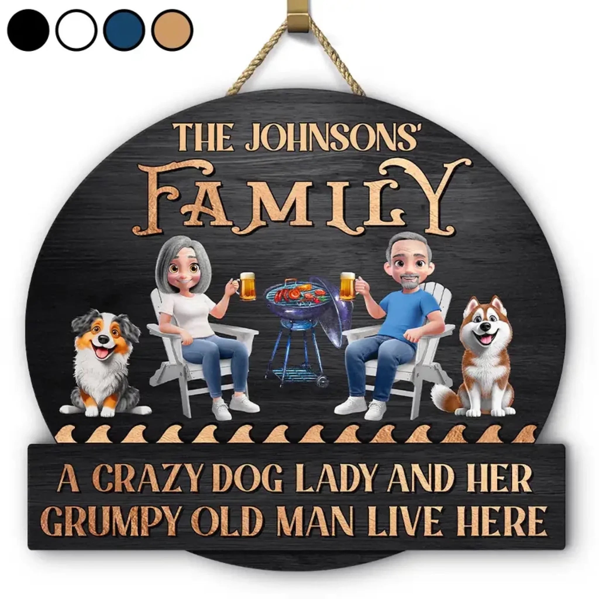 A Crazy Dog Lady & Her Grumpy Old Man Dog Couple – Personalized Custom Shaped Wood Sign for Dog Lovers, Pet Owner Gifts, Customized Dog Mom Decor, Unique Wooden Plaque for Home, Wall Hanging, Birthday & Holiday Gifts 1057368 - DiyGiftly