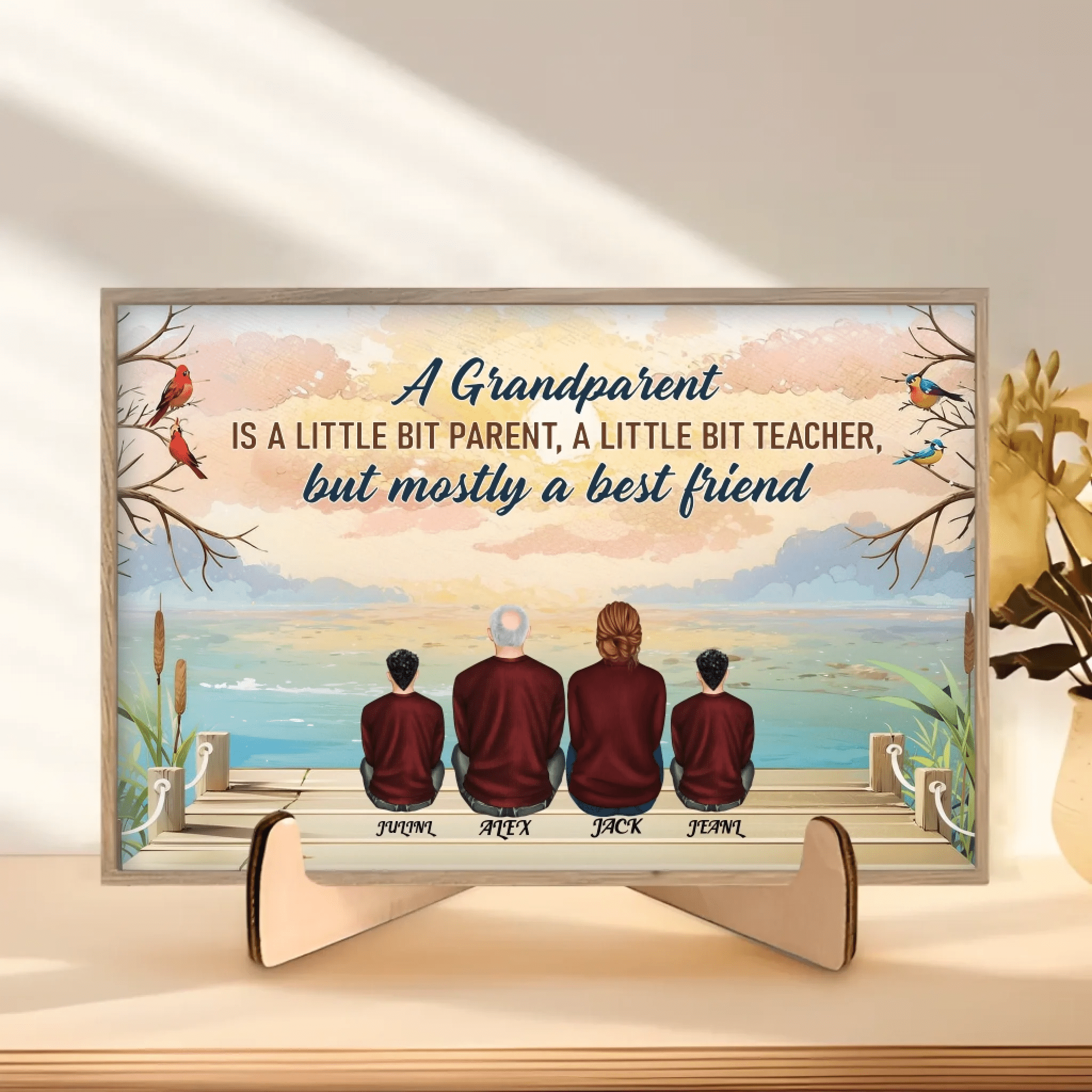 A Grandparent A Best Friends - Personalized Custom Wooden Plaquet 713357 - DiyGiftly