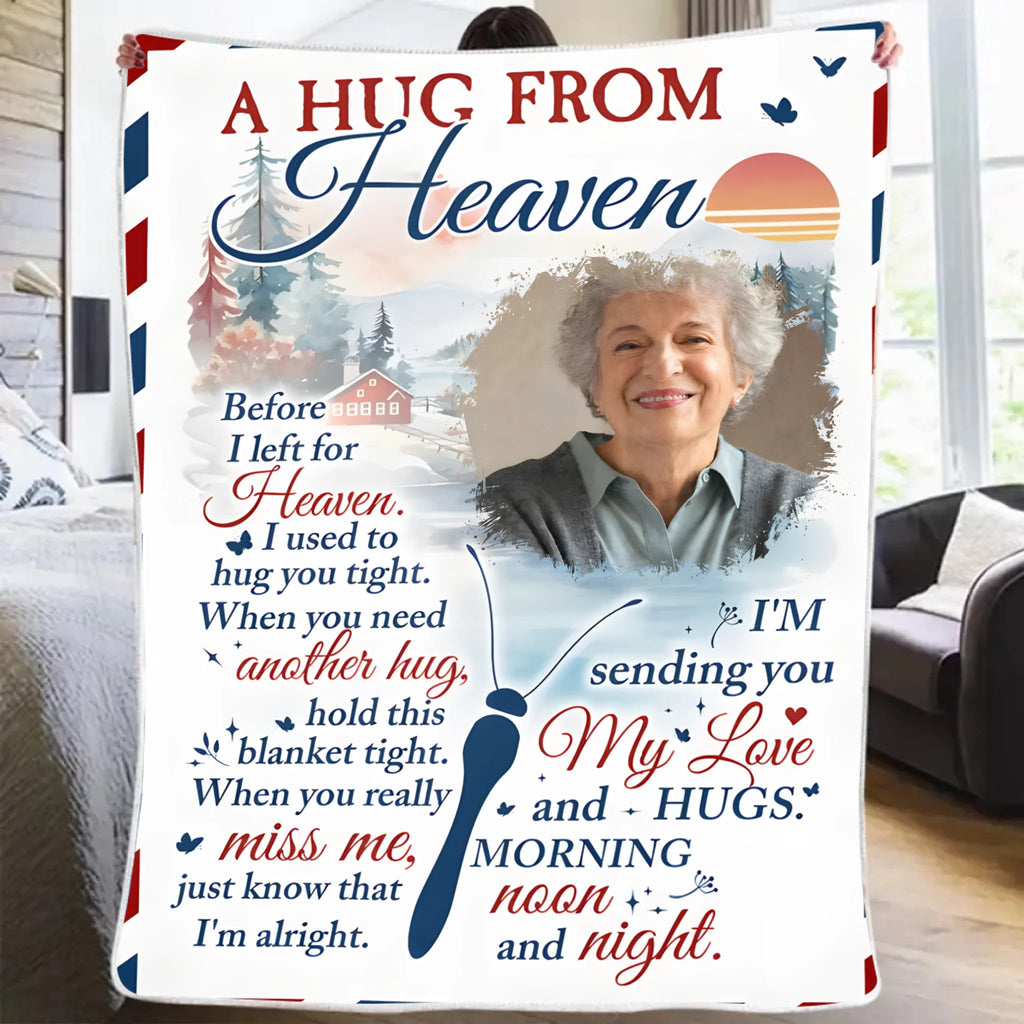 A Hug From Heaven Memorial Gift - Personalized Photo Blanket 680189 - DiyGiftly