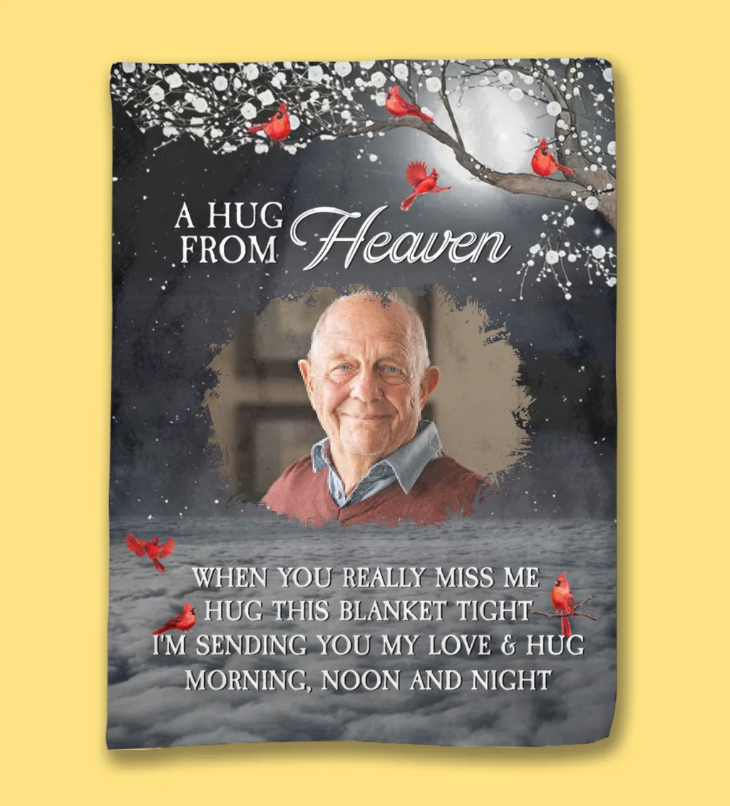 A Hug From Heaven - Personalized Memory Photo Blanket 677800 - DiyGiftly