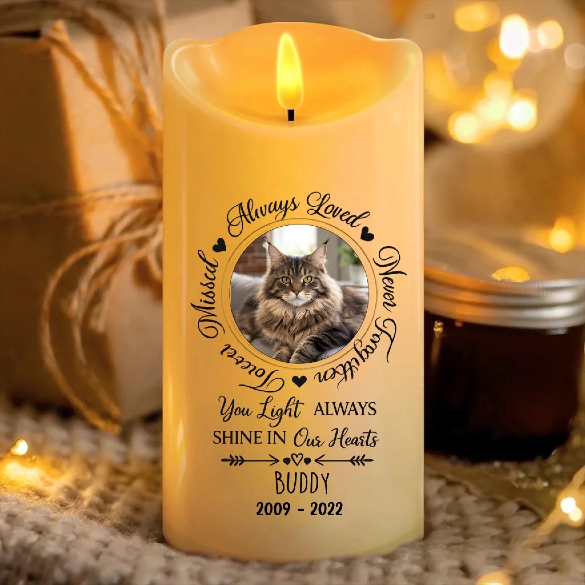 personalized cat memorial led flameless candle