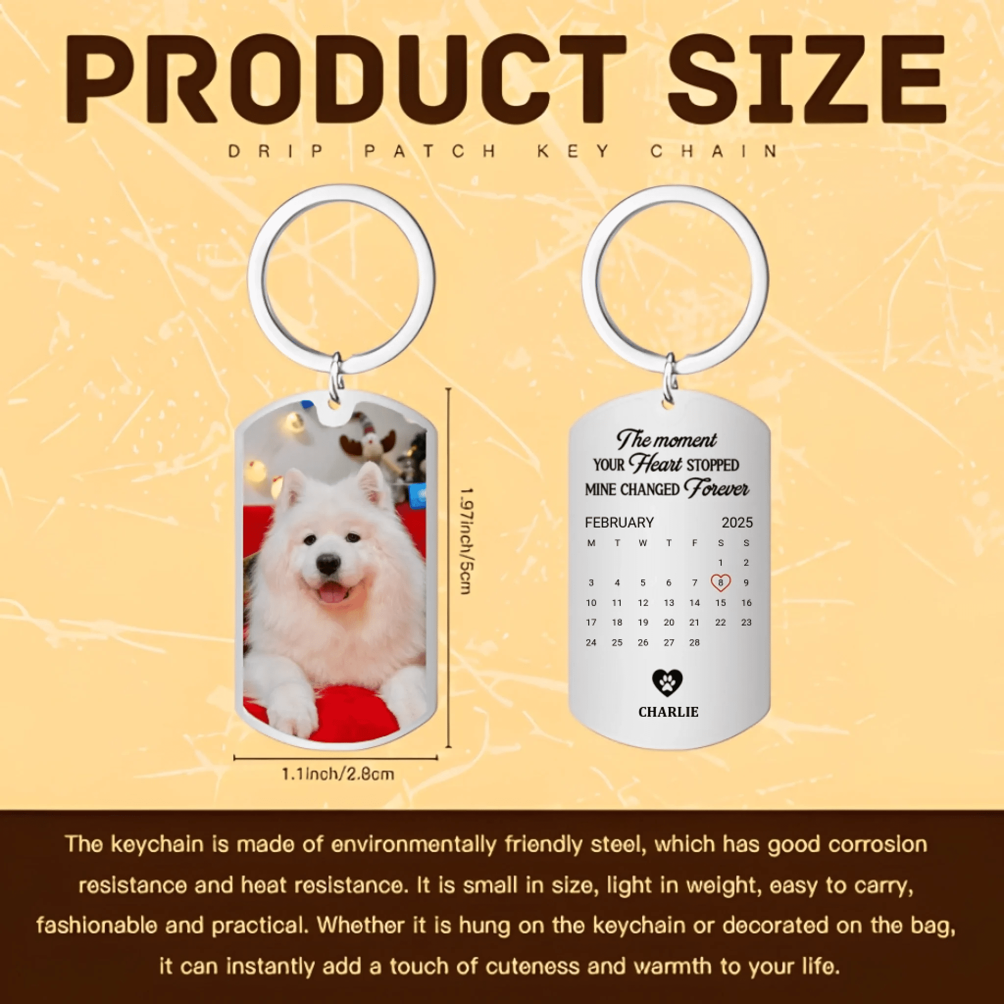Personalized Photo Keychain Double Sided Display