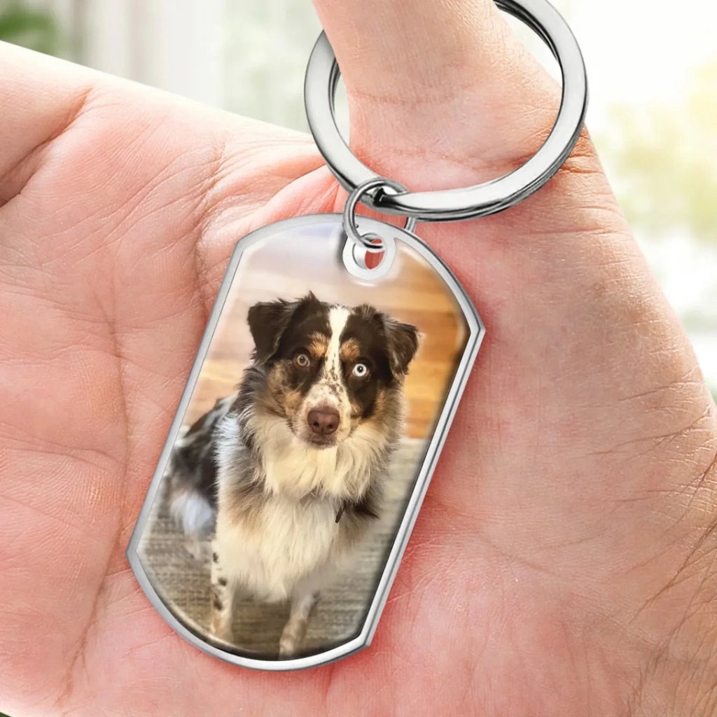 steel Personalized Photo Keychain Everyday Loss of Dog Gift