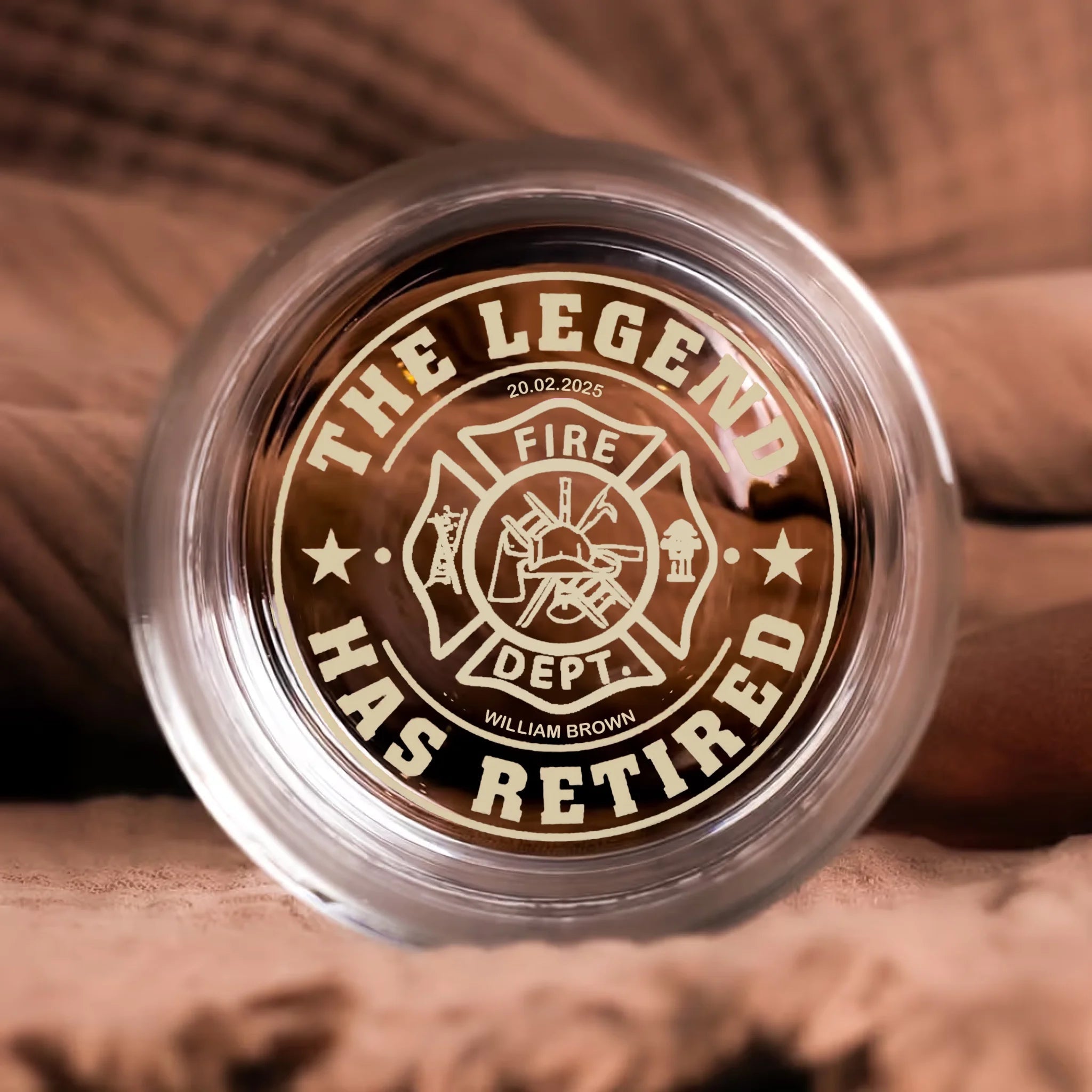 Firefighter themed Custom Whiskey Glass with Personalized Name Rank Engraved Design home bar gift